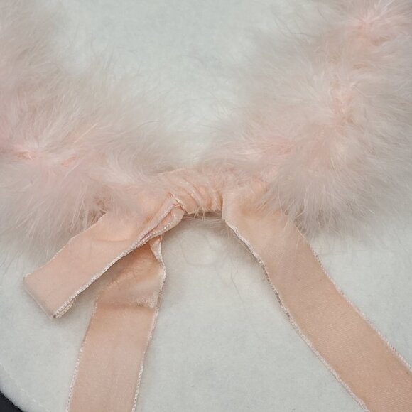 Vintage 1960s Handmade Felt Christmas Stocking Kitten Cat Feathers Pink Ribbon - Picture 6 of 9